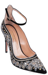 Aquazzura Black Embellished Jaipur Pumps