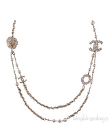 Lion CC Faux Pearl Crystal Necklace