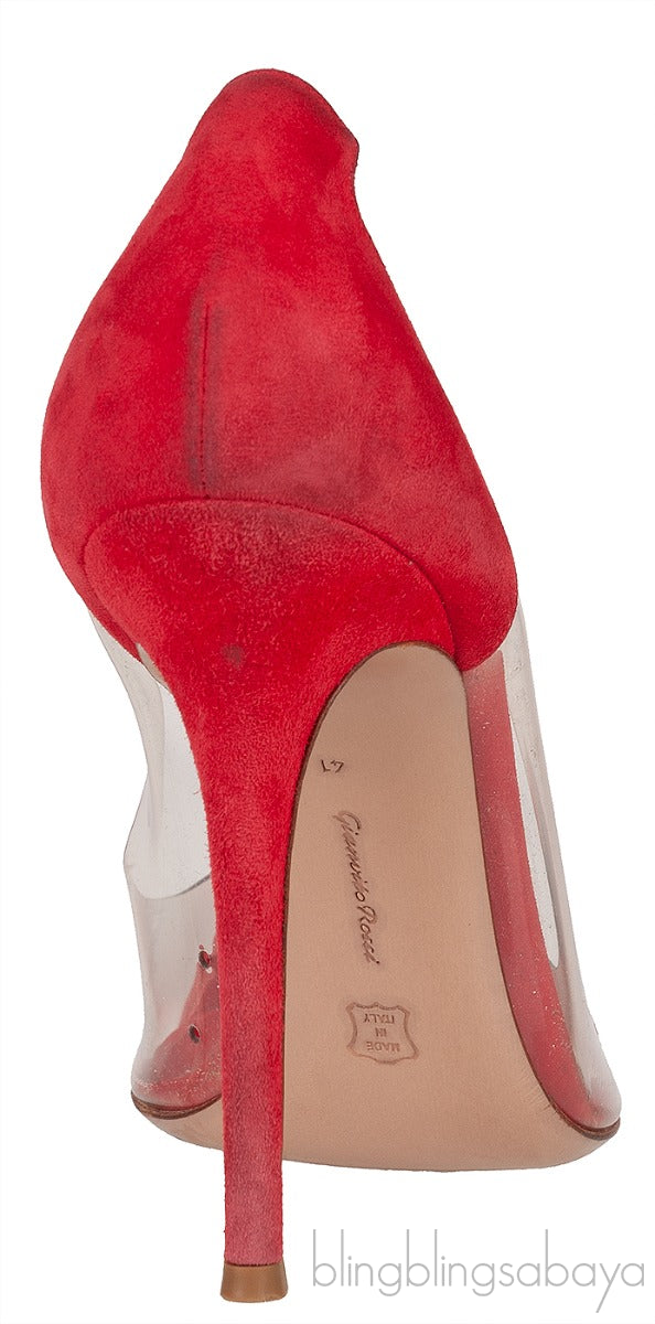 Red Suede PVC Plexi Pump