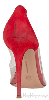 Red Suede PVC Plexi Pump