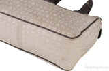 Logomania Beige Canvas Brown Leather Trim Bag