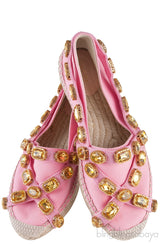 Pepita Pink Canvas Crystal Espadrille