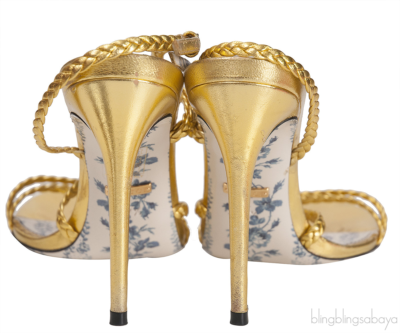 Metallic Gold Braided Strappy Sandals