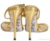 Metallic Gold Braided Strappy Sandals