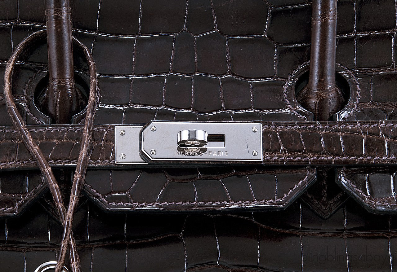 Birkin 35 Nicotine Shiny Croco