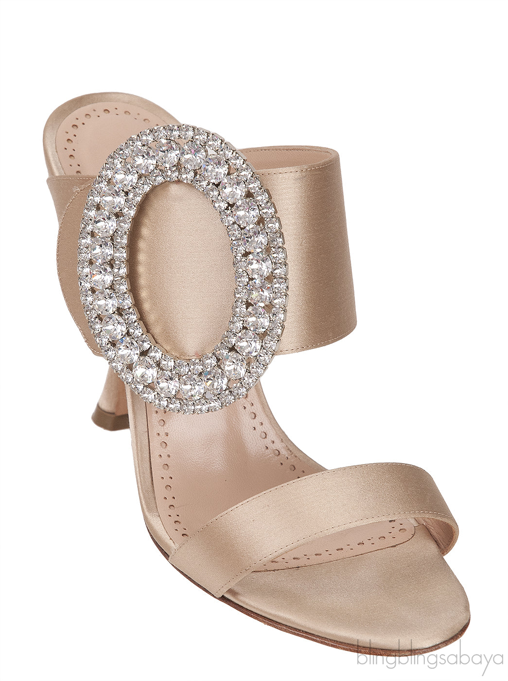 Champagne Satin Fibiona Slide Sandals