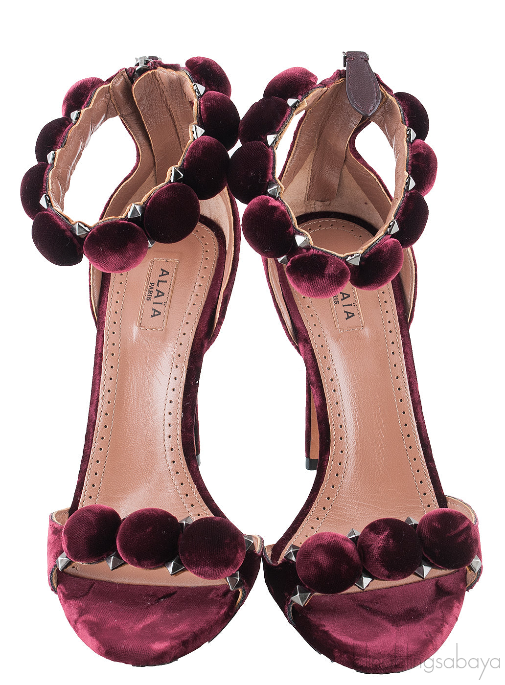 Burgundy Velvet Bombe Heels