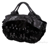 Black Python and Mink Fur Bag