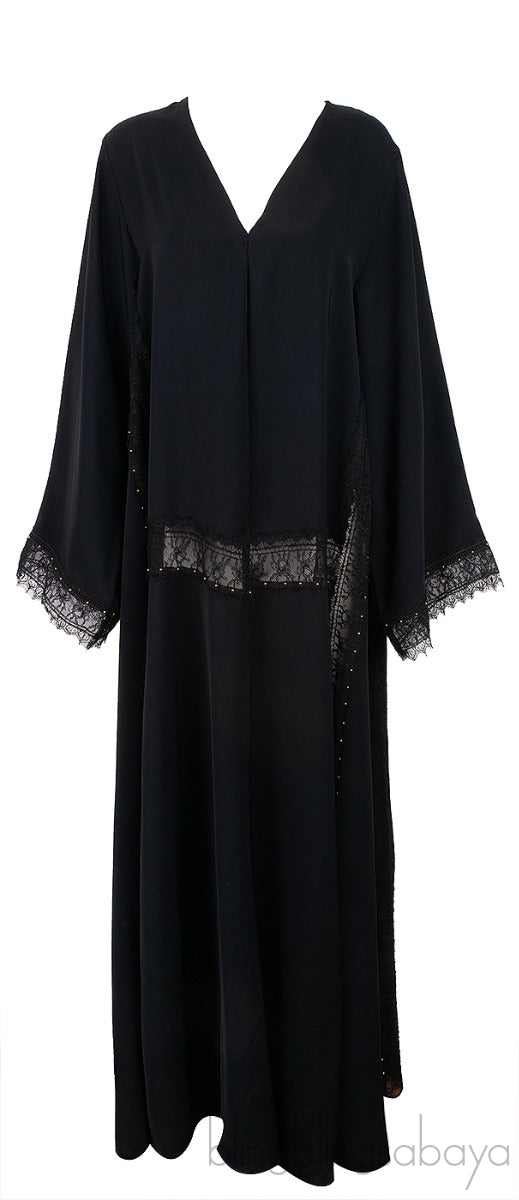 Mauzan Black Gold Metal Beads & Lace