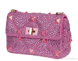 Fuchsia Pink Roman Stud Crystal-embellished Shoulder Bag