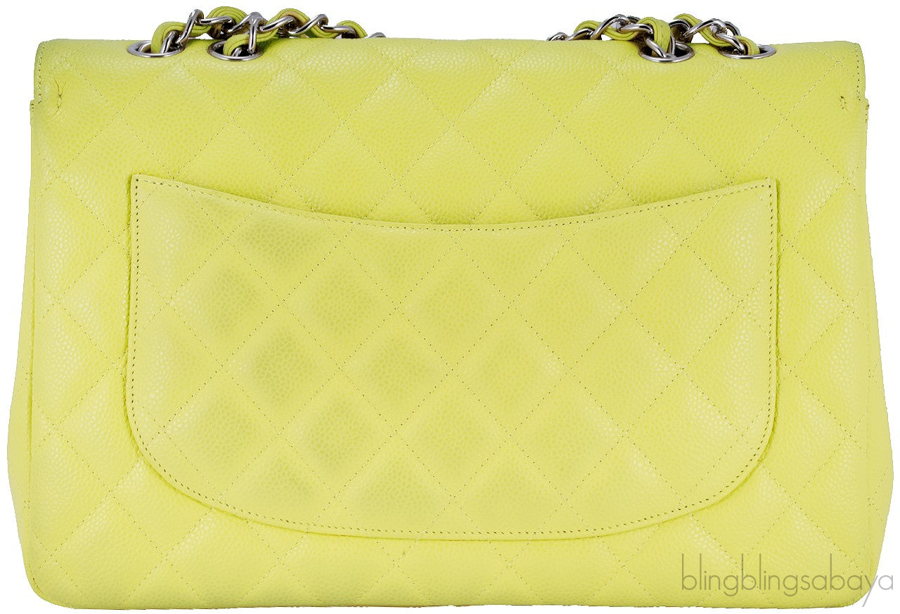Caviar Jumbo Lime Single Flap Bag