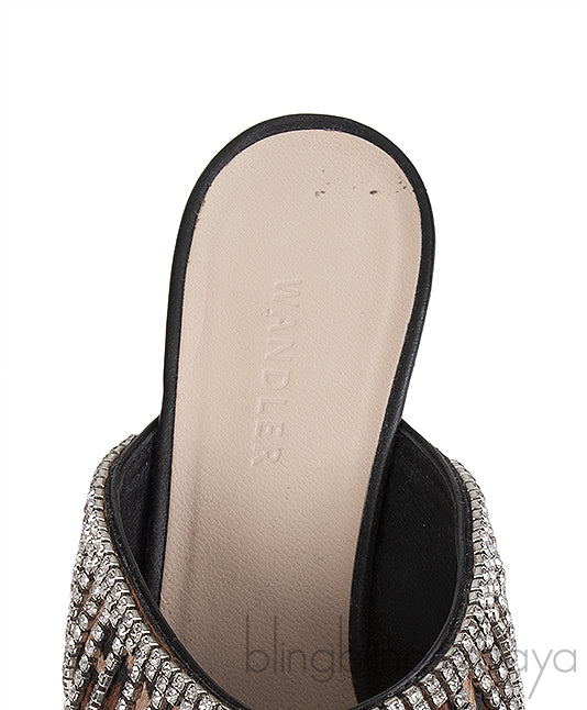Wandler Bente Crystal-embellished Leopard-print Calf Hair Mules