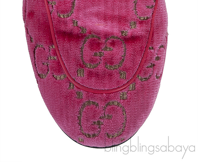 Pink Princetown GG Velvet Kids Shoes