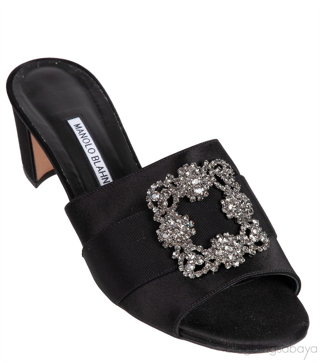Martamod Black Satin Mules