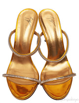 Giuseppe Zanotti Metallic Gold Crystal Embellished Mules