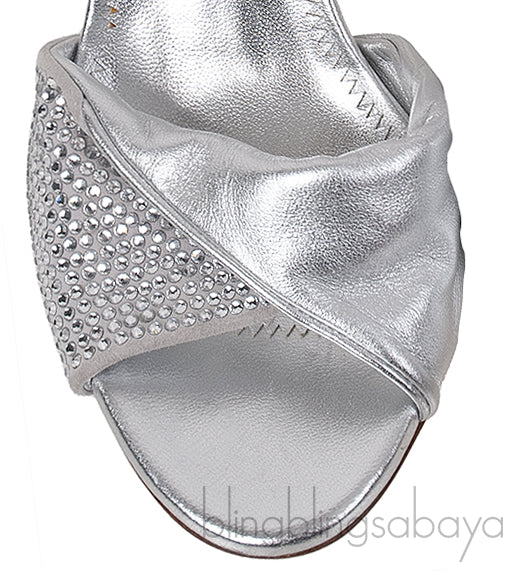 Giuseppe Zanotti Silver Crystal Embellished Vamp Slingback