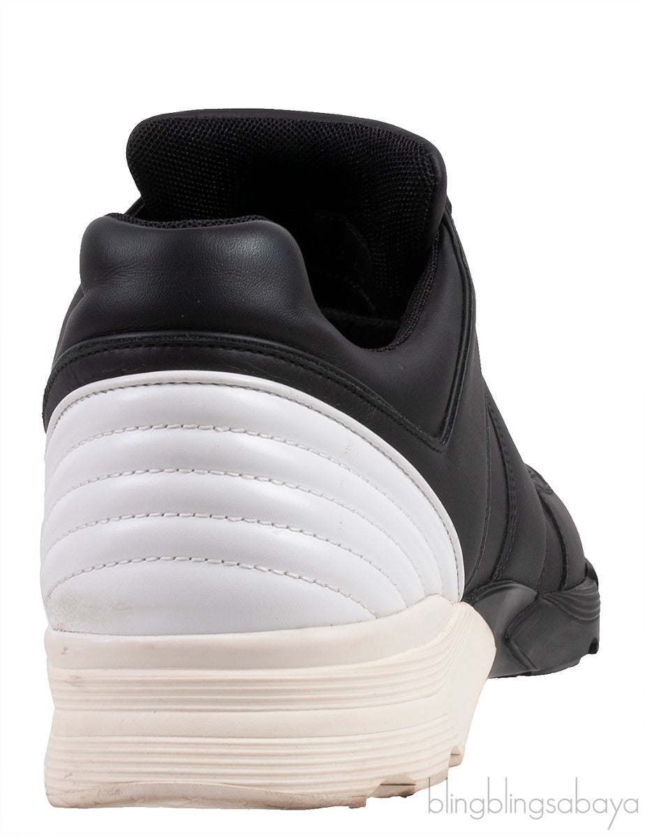 Bi-color White and Black Leather Men Sneakers