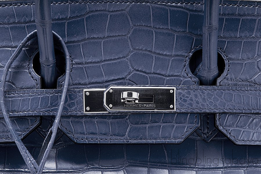 Birkin 35 Brighton Blue Matte Porosus
