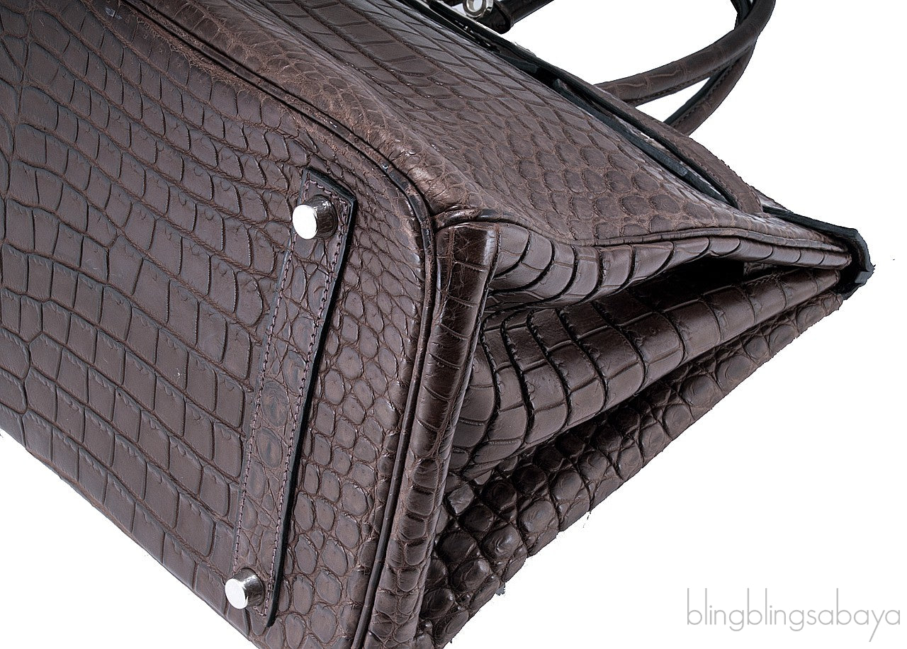 Birkin 35 Brown Matte Porosus PHW