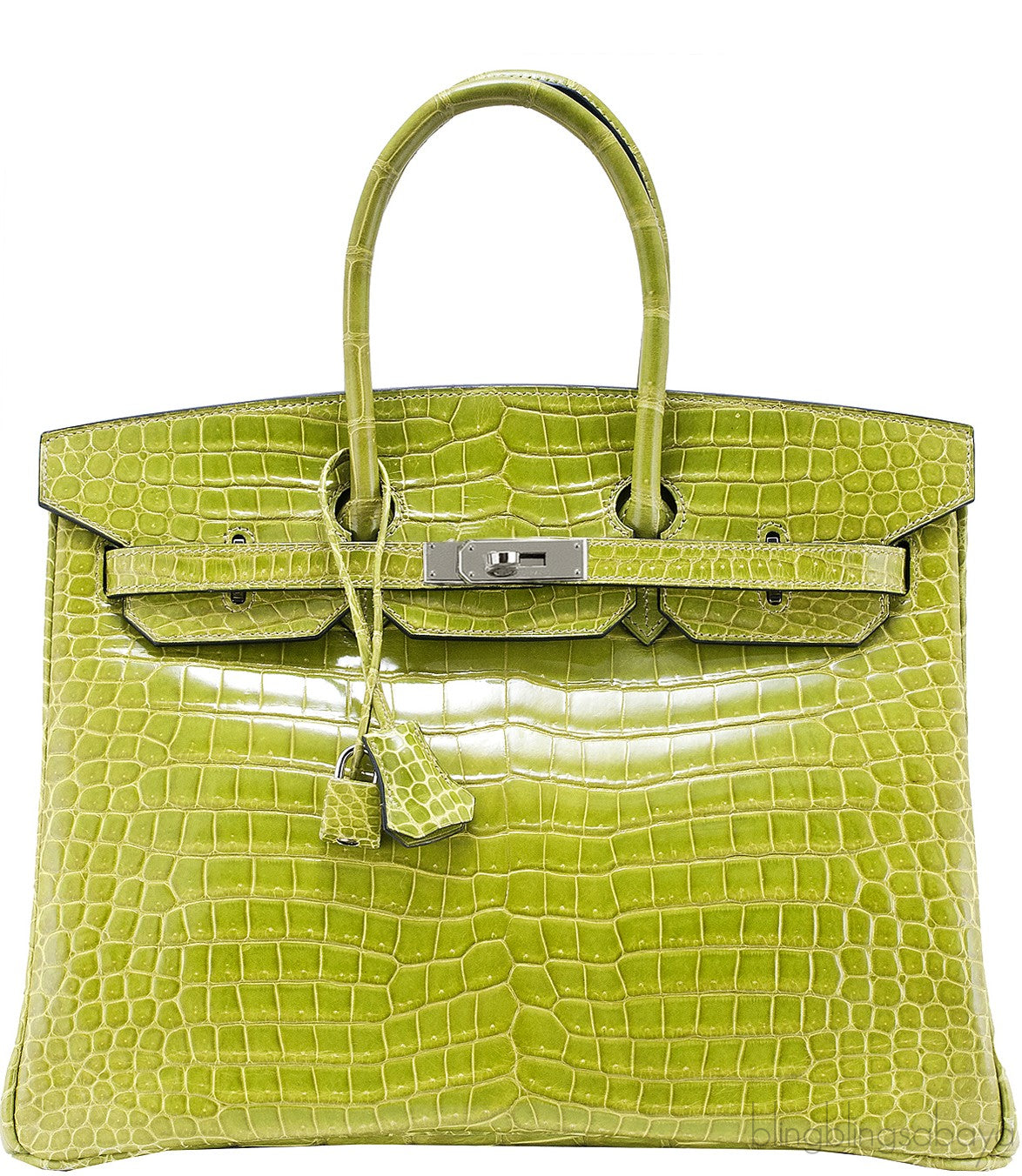 Birkin 35 Vert Anis Porosus PHW