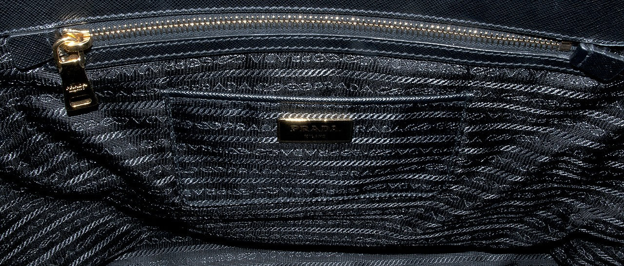 Black Saffiano Double Zip Large Tote