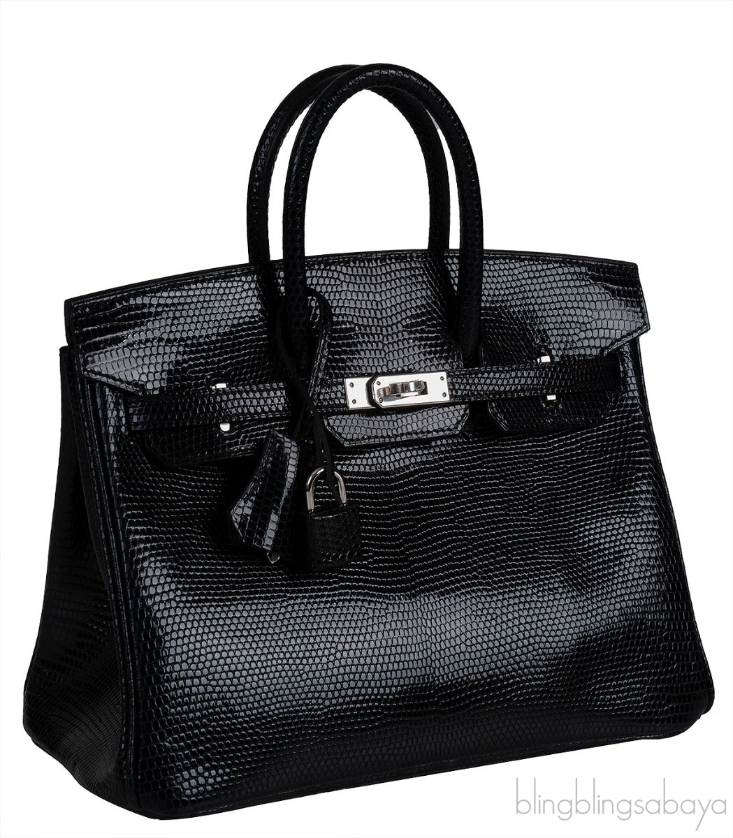 Birkin 25 Black Lizard PHW