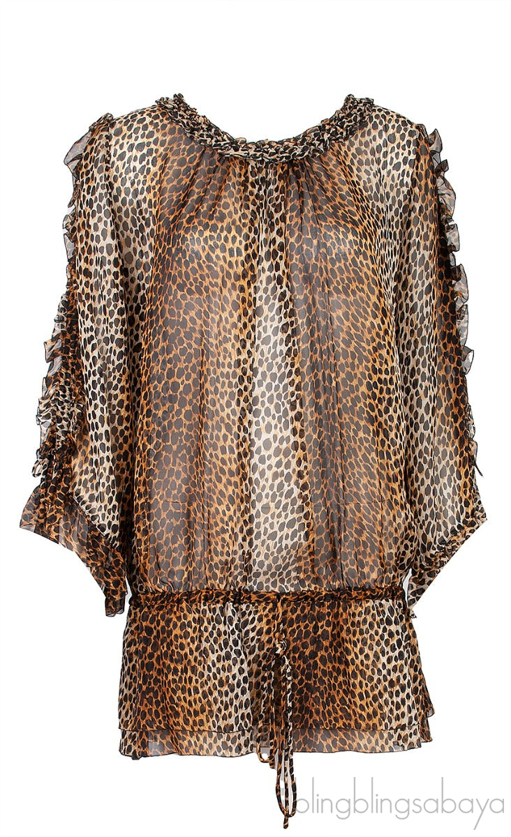 Leopard Print Chiffon Top