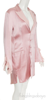 Powder Pink Silk Satin Short Robe