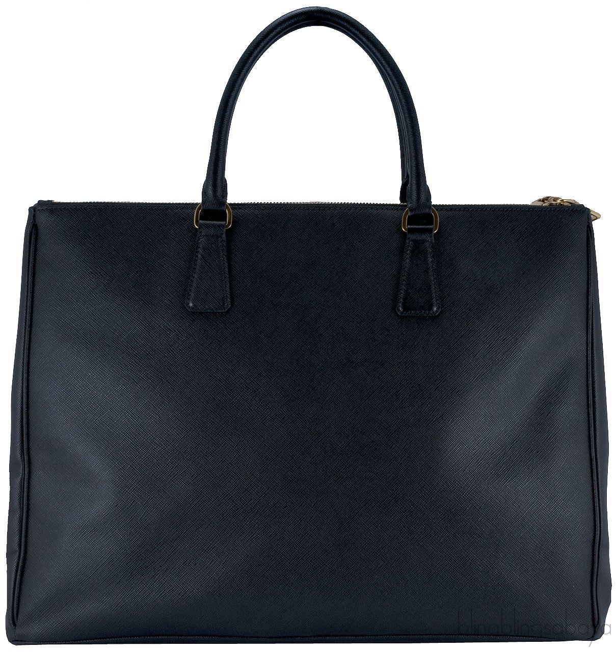 Black Saffiano Double Zip Large Tote