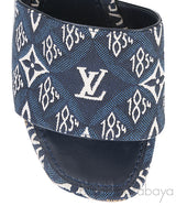 Blue Monogram Embroidered Mules