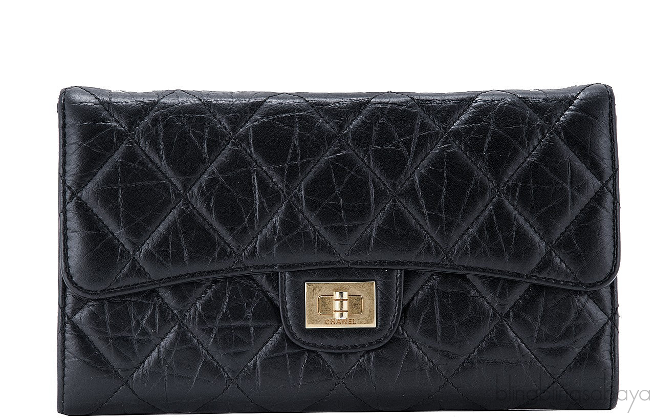 2.55 Trifold Long Black Wallet