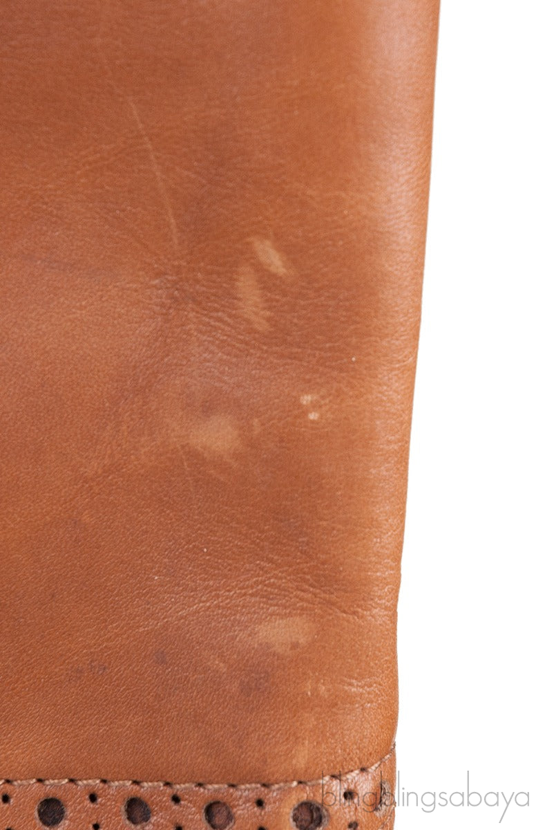 Brown Brogue Perforated High Boots