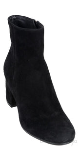 Black Suede Stacked Heels  Ankle Boots