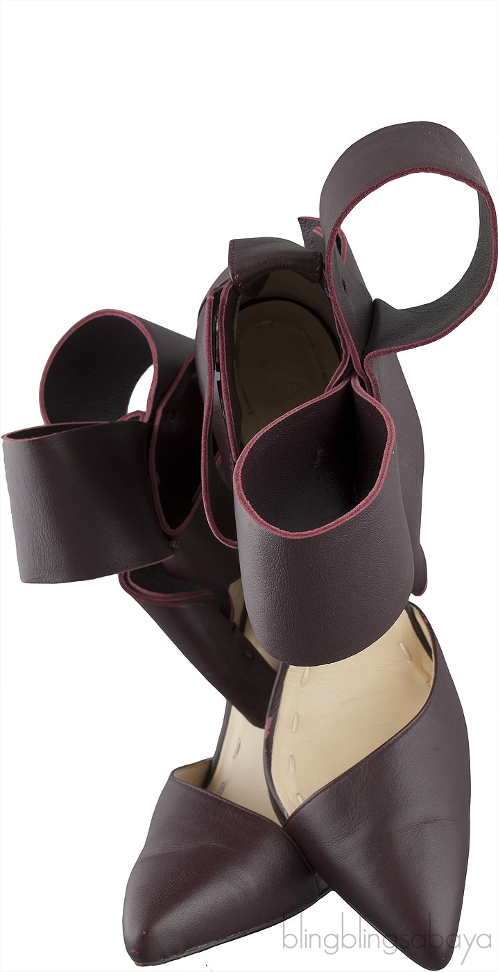 Burgundy Bow Leather Pump