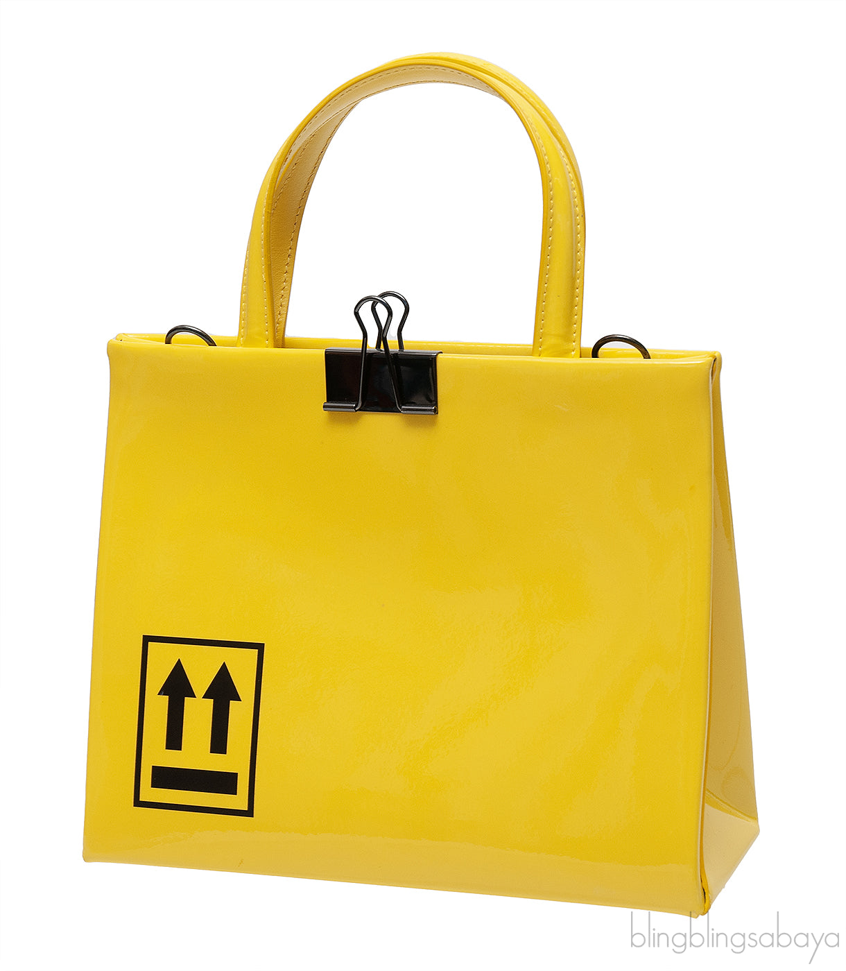 Yellow Patent Mini Box Bag