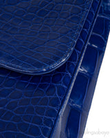 Classic Blue Iris Crocodile Jumbo Flap Bag