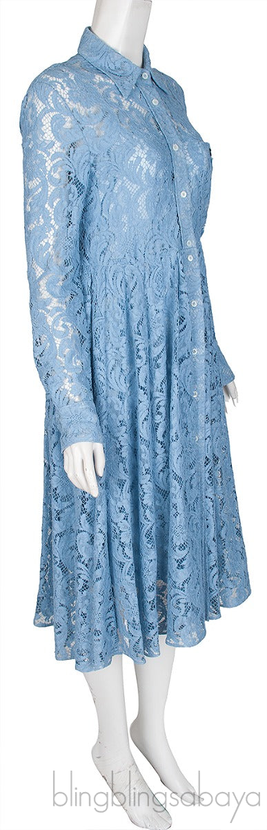 Logo Patch Lace Midi Dress