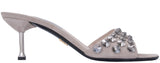 Suede Crystal Mid-heel Sandals