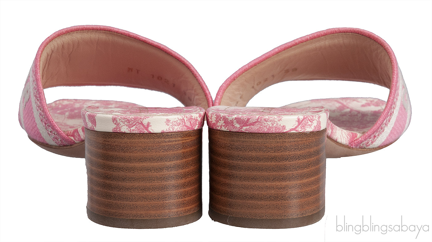 Dway Pink Embroidered Heeled Slide