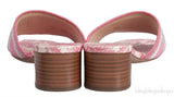 Dway Pink Embroidered Heeled Slide