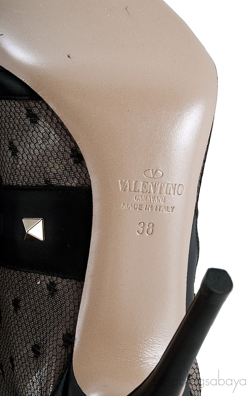Lace Net Peep Toe Bootie