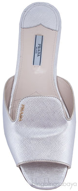 Vernice Saffiano Bicolor Open Toe Slide