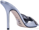 Silver Leather Bow Crystal Sandals