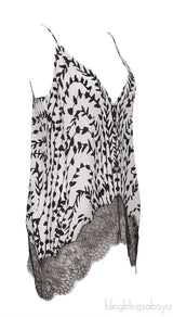Black & Whites Lace Trim Sleeveless