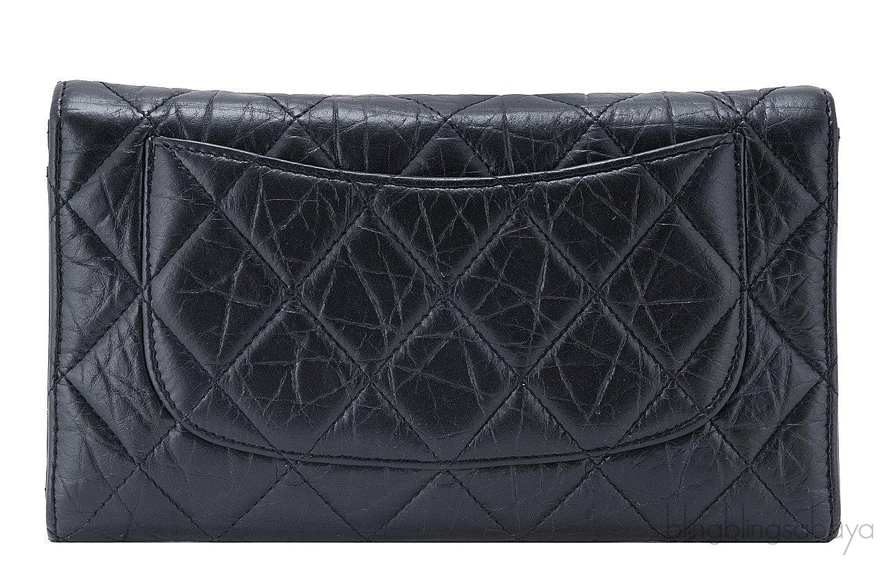 2.55 Trifold Long Black Wallet