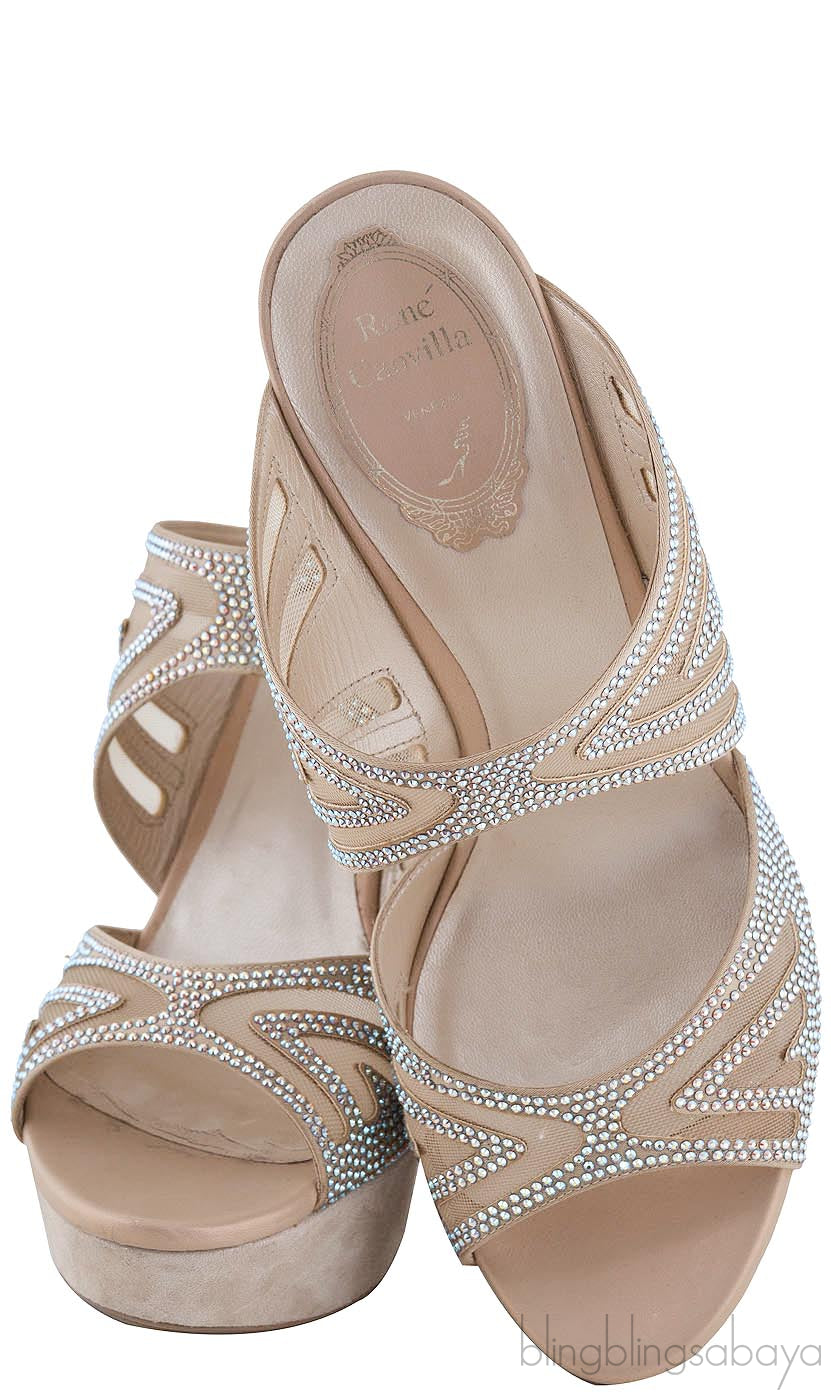 Mesh Crystal Wedge Mule