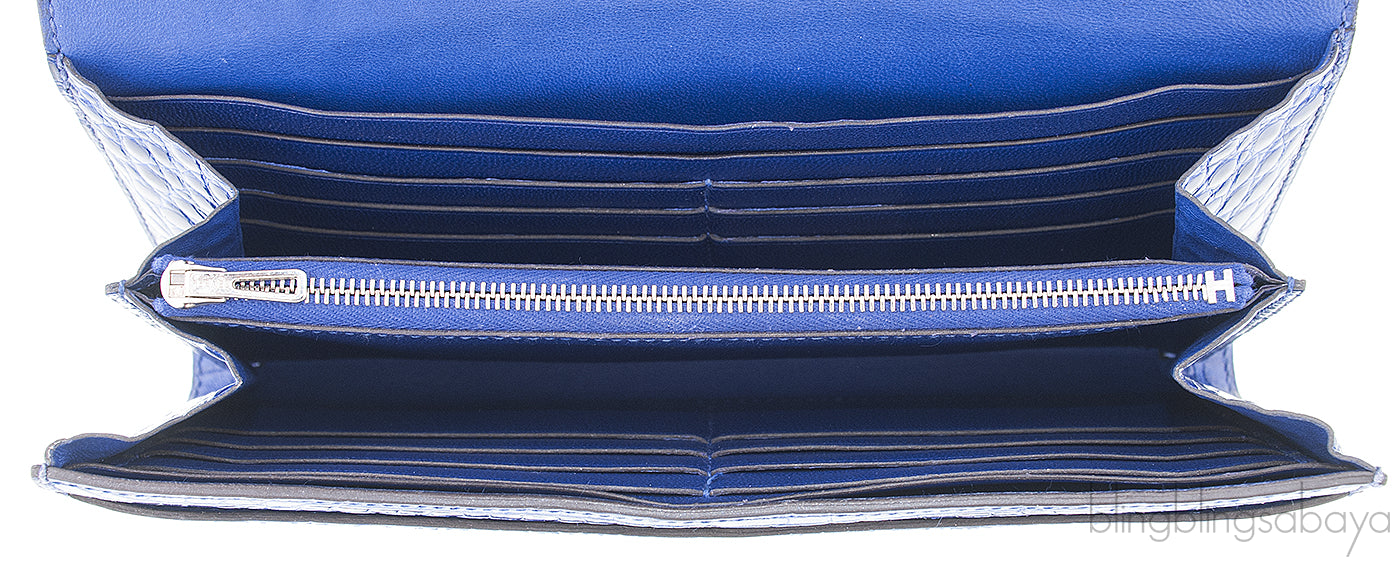 Constance Bleu Electrique Croc Wallet