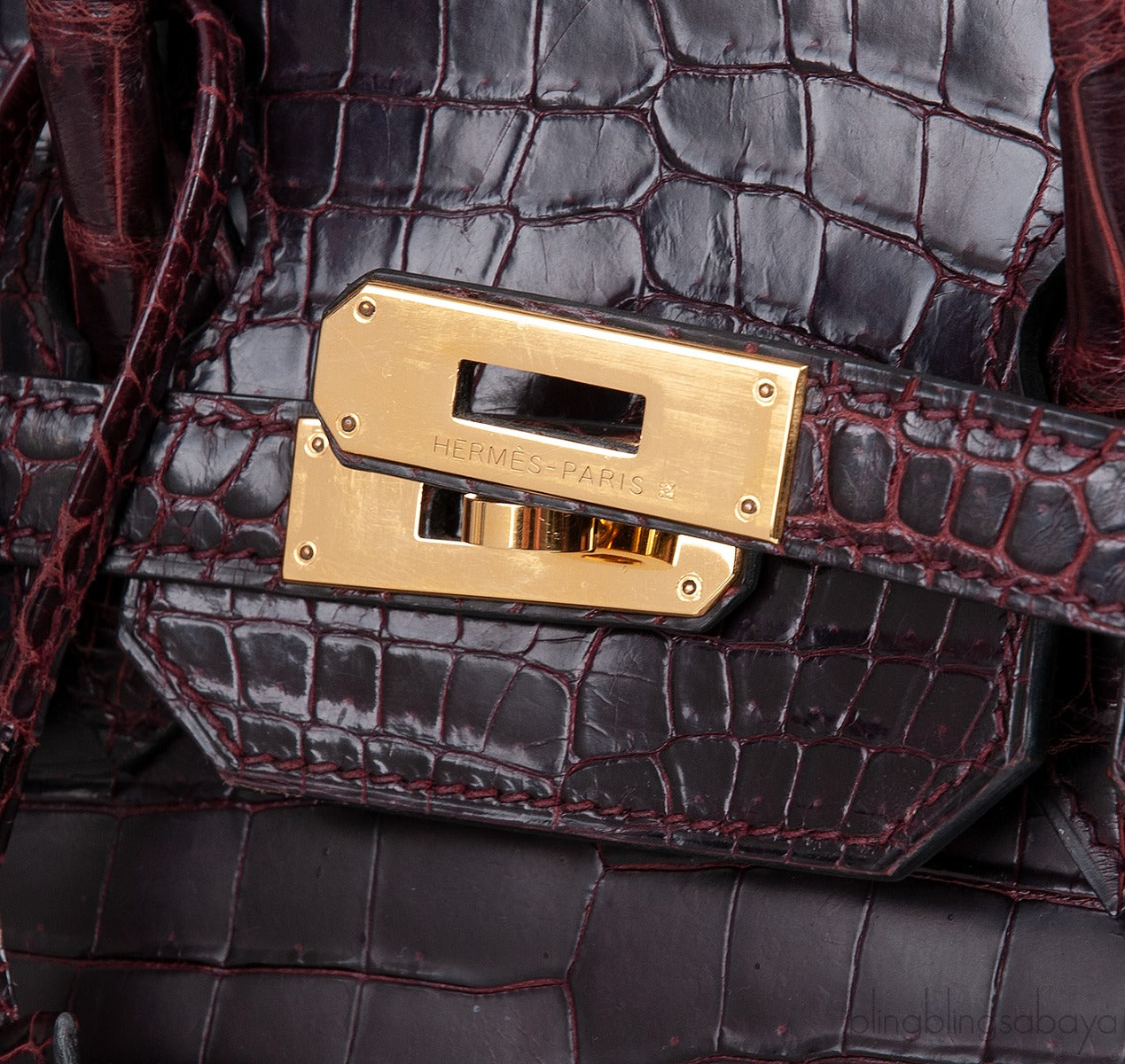 Birkin 35 Prune Crocodile Porosus GHW