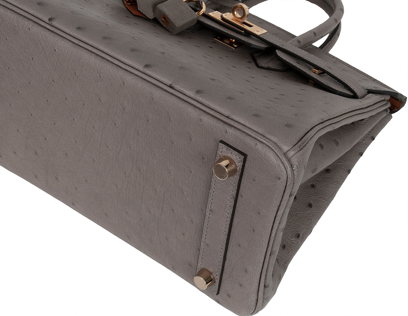 Hermes Special Order Birkin 25 Gris Tourterelle Ostrich and Toffee GHW