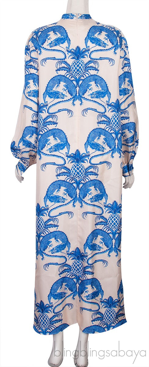 Ruffled Printed Silk Satin Twill Dress